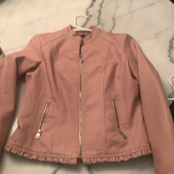 Bacicini Vegan Leather Mauve Blush Pink Jacket Zip Pockets Petite Small EUC - Picture 5 of 8